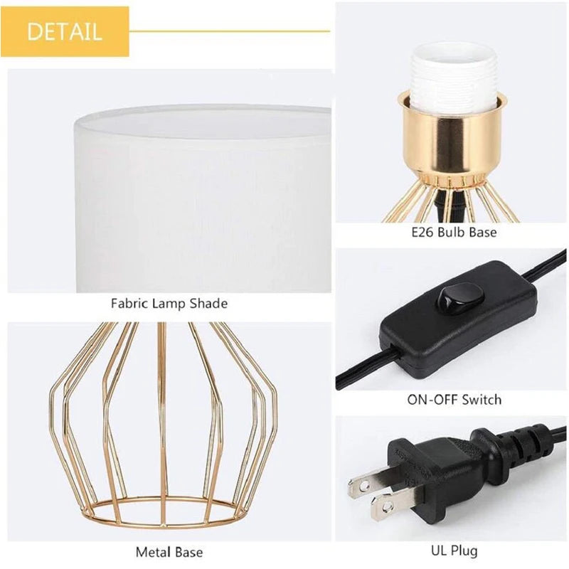Minimalist Modern Black Table Lamp White Wood Fabric Lampshade Elegant Decorative Night Light for Bedroom Living Room