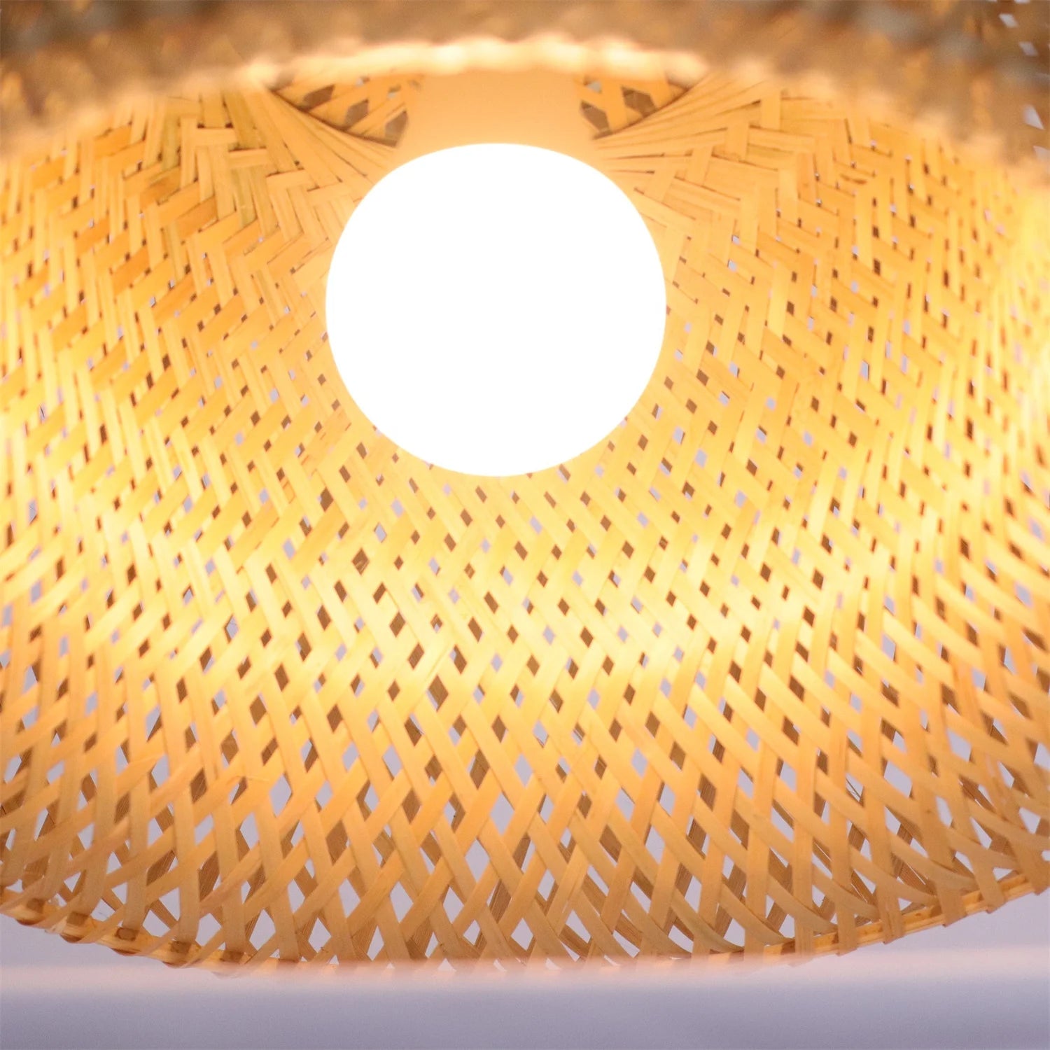Joyinled Bamboo Pendant Light Fixture Rattan Rustic Basket Handmade Woven Pendant Lighting for Kitchen Island Farmhouse