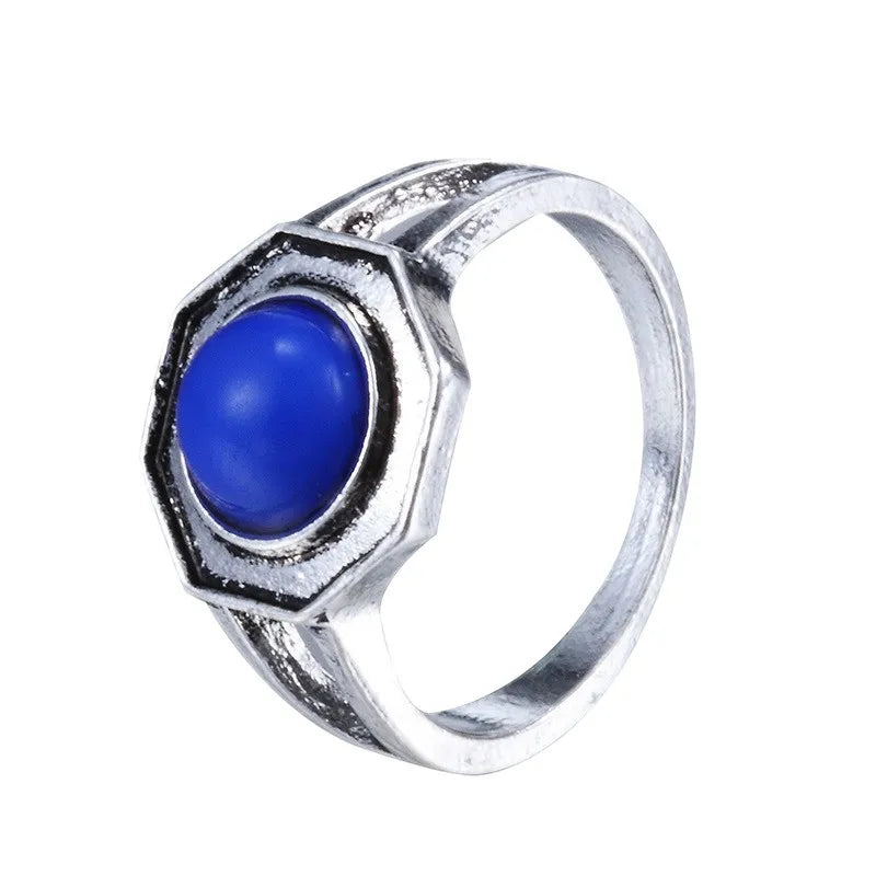 Mikaelson Original S925 Silver Jewelry Fine Ring  for Men Women the Vampire Diaries Inspired Natural Lapis Lazuli Fashion Gift