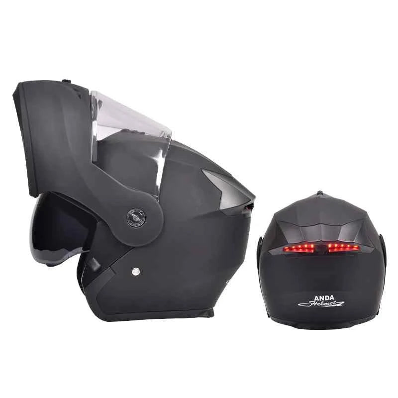 Custom ABS Modular Flip-Up Motorcycle Helmet Dual Visor Full Face Racing AD Helmets with LED Lights Condition New