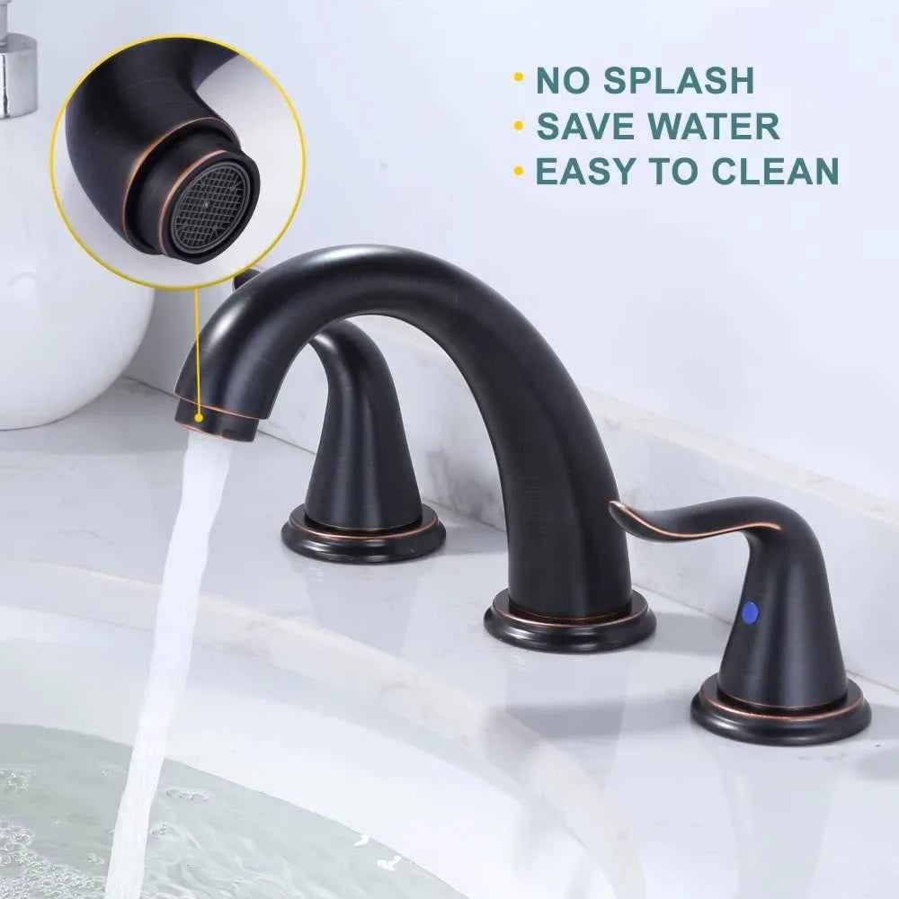 Oil Rubbed Bronze Bathroom Faucet Widespread Basin Faucet 3 Holes Vanity Faucet 2 Handle Basin Tap with Drain and Supply Lines