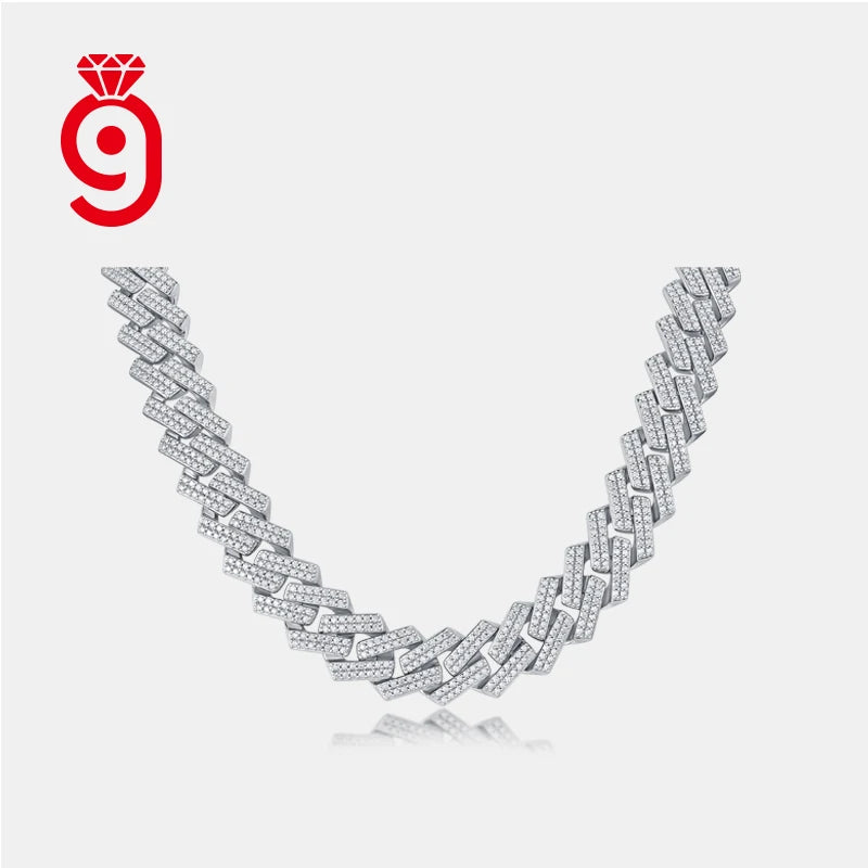 Full Pave Moissanite Cuban Link Necklace S925 Silver for Mens Hip Hop Street Outfit  Necklace