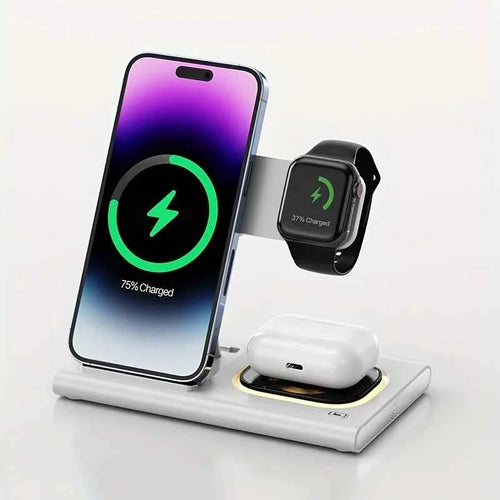 15W 3 in 1 Foldable Wireless Charger Charging Station for iPhone 15 14 13 12 11 Xr XS Max Pro Max Plus IWatch Air Pods