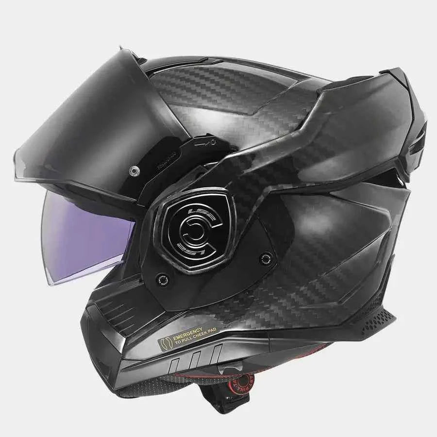 FF901 Original Carbon Fiber Rear Flip Helmet with Double Lens 180° Uncover DOT Four Seasons Compatible Fiber 6K for Motorcycles