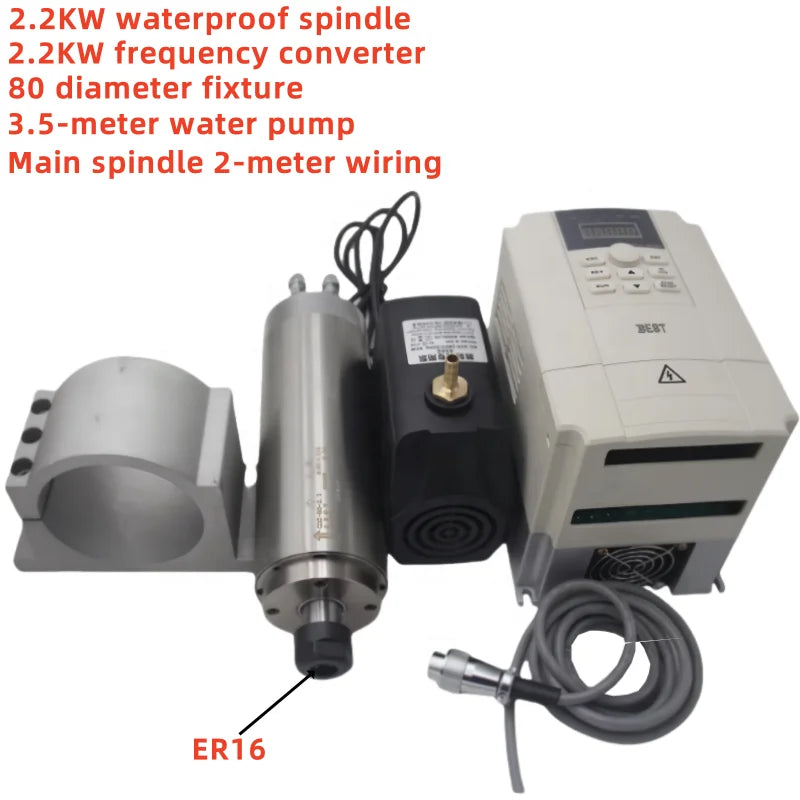 2.2KW-ER20 Water-cooled Spindle, Woodworking Spindle, High-speed Motor, Electric Spindle, Engraving Machine Spindle