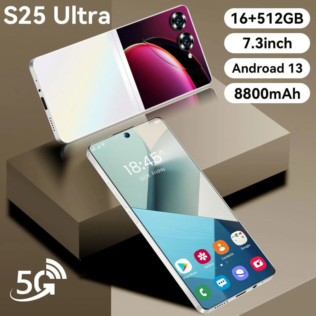 2025 Newest Fold Design S25 Ultra+ Android 5G Smartphone High Quality Screen High Dual SIM GPS Flip 24 Cell Mobile Phone