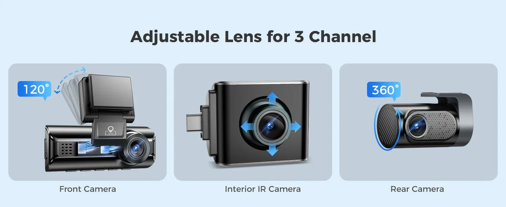 AZDOME M550 PRO HD 3 Lens Adas Wifi GPS Front Rear 4K Dash Cam IPS Screen Car Dash Black Box DVR Video Camera for Audi