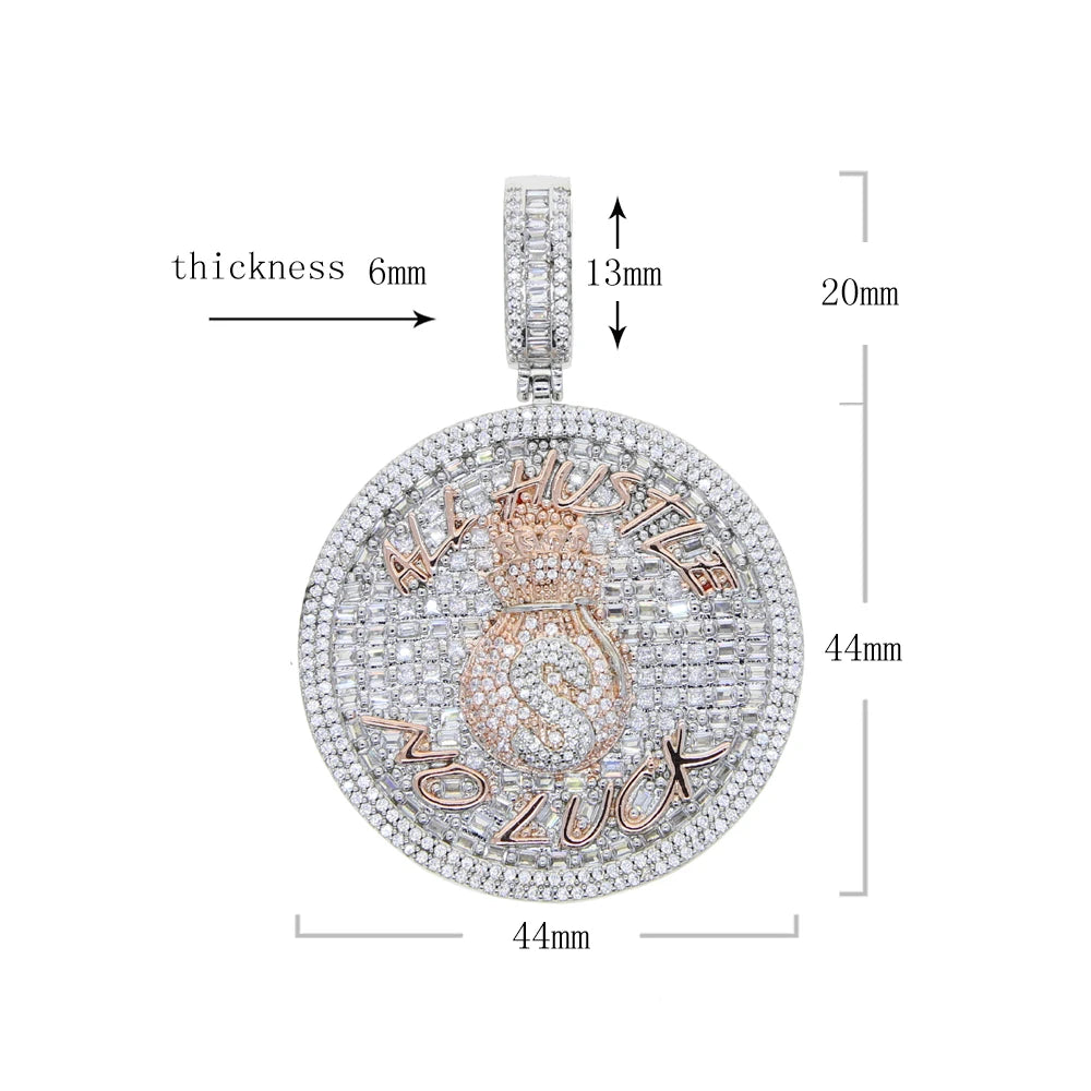 18K Gold Plated Micro Pave Cubic Zirconia CZ Plug Shape Pendant Hip Hop Style Yellow Gold Necklace for Engagement Wedding Party