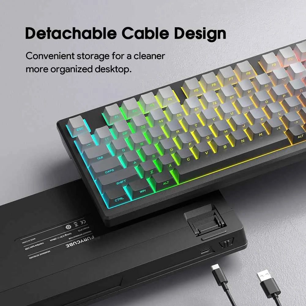 FURYCUBE IP75 Wired Mechanical Feel Keyboard RGB 19-Key Anti-Ghosting Multifunctional Smart Knob Fit for Daily Gaming Keyboard