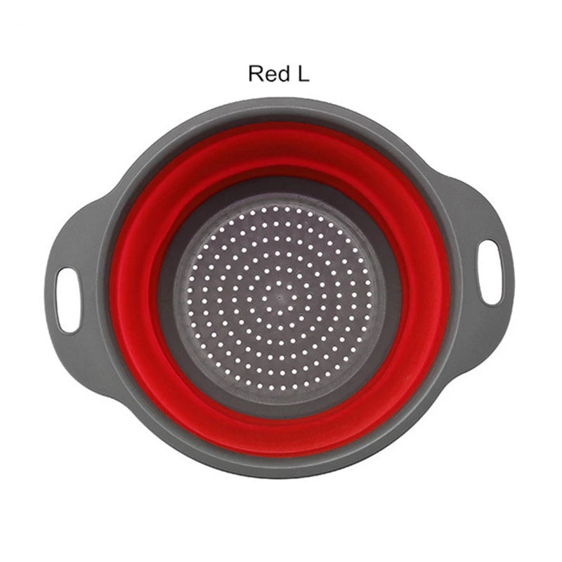 Round Collapsible Colander Silicone Kitchen Fruit Vegetable Washing Basket Strainer Foldable Drainer Kitchen Gadgets Tools