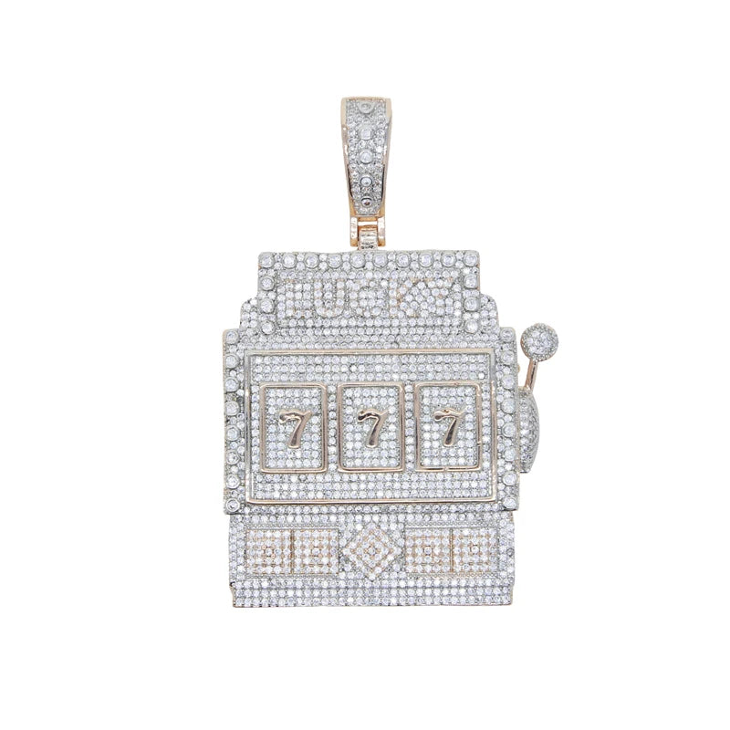 18K Gold Plated Micro Pave Cubic Zirconia CZ Plug Shape Pendant Hip Hop Style Yellow Gold Necklace for Engagement Wedding Party