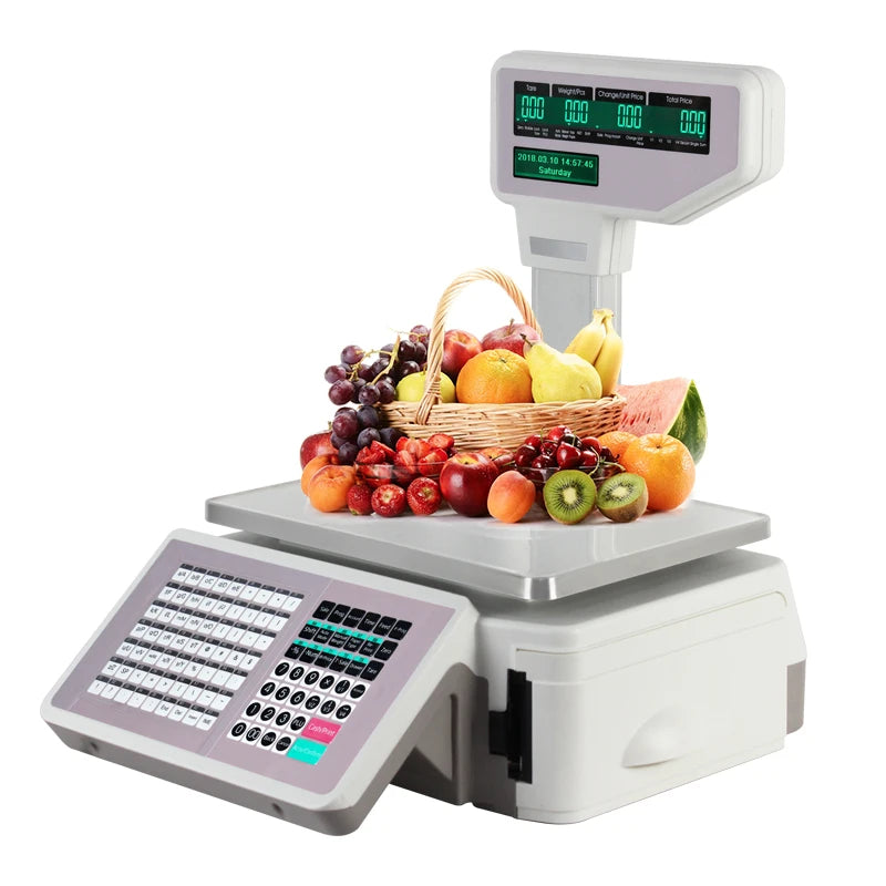 15kg/30kg Multi-Languages Label Printing Scale LCD Display Digital Barcode Scale