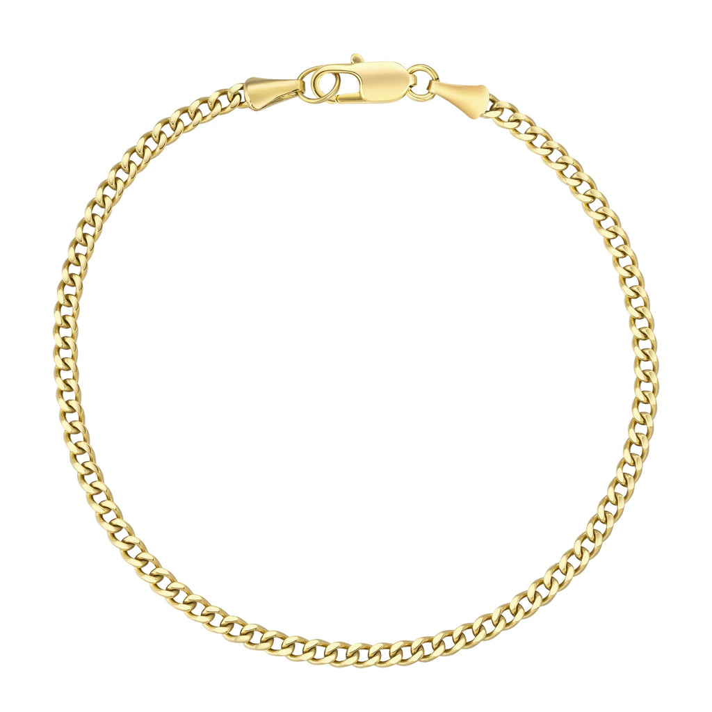 USA Free Shipping 14K Gold Plated Stainless Steel Bracelet 3mm Women Waterproof Jewelry Miami Cuban Link Chain Men Bracelet