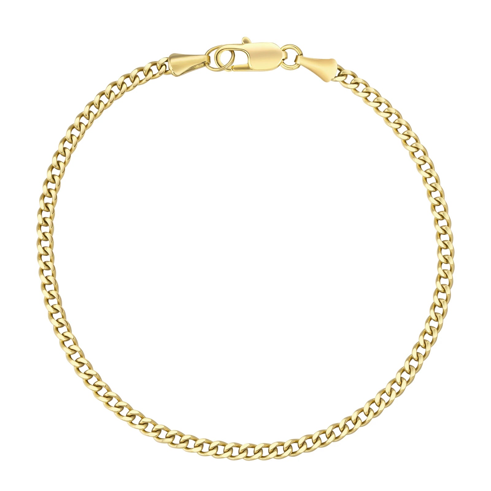 USA Free Shipping 14K Gold Plated Stainless Steel Bracelet 3mm Women Waterproof Jewelry Miami Cuban Link Chain Men Bracelet