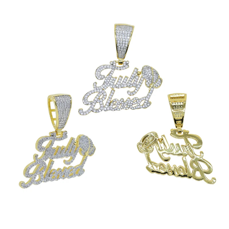 18K Gold Plated Micro Pave Cubic Zirconia CZ Plug Shape Pendant Hip Hop Style Yellow Gold Necklace for Engagement Wedding Party