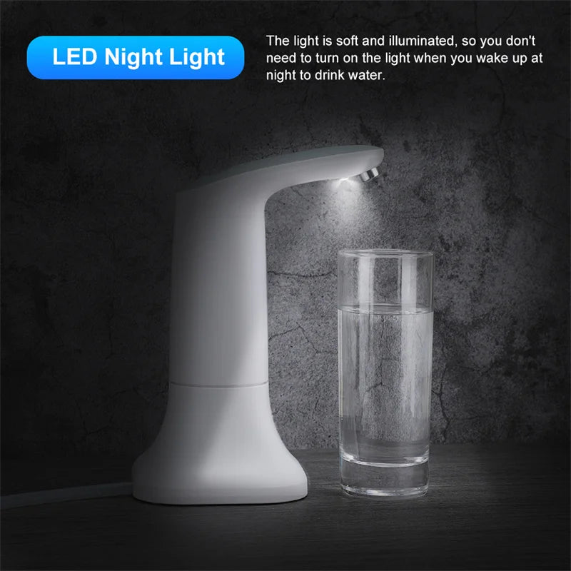 New Electric Smart Water Bottle Dispenser Portable Automatic Drinking Water Pump with Base LED Night Light Device