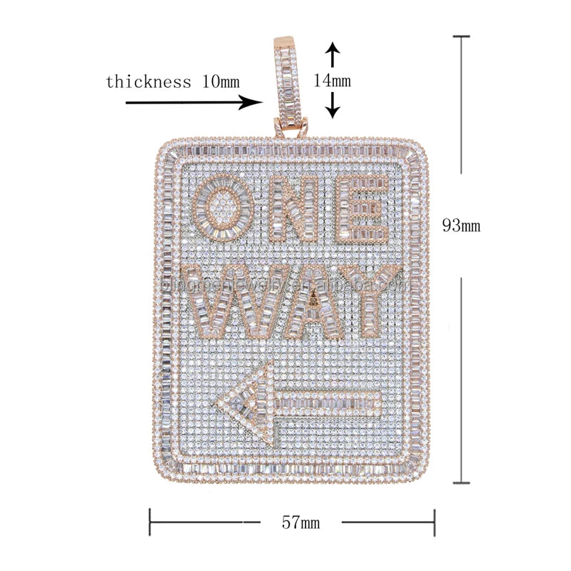 18K Gold Plated Micro Pave Cubic Zirconia CZ Plug Shape Pendant Hip Hop Style Yellow Gold Necklace for Engagement Wedding Party