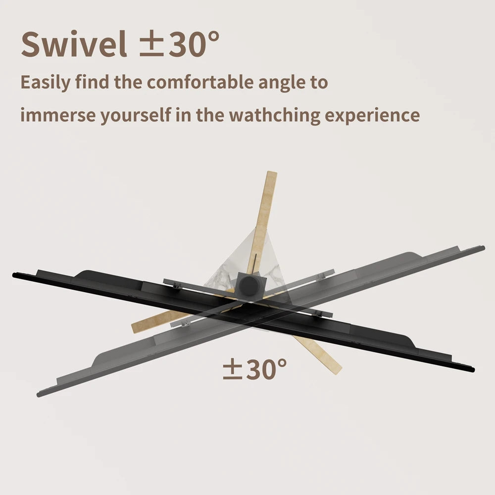 Wood Corner Tripod TV Stand for 40-75 Inch Swivel Height Adjustable with Sintered Stone Shelf