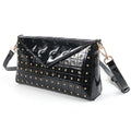 Dark Punk Style PU Leather Handbag Rivets Wristlets Clutch Purse Chains Letter Waterproof Fashionable Winter Accessories