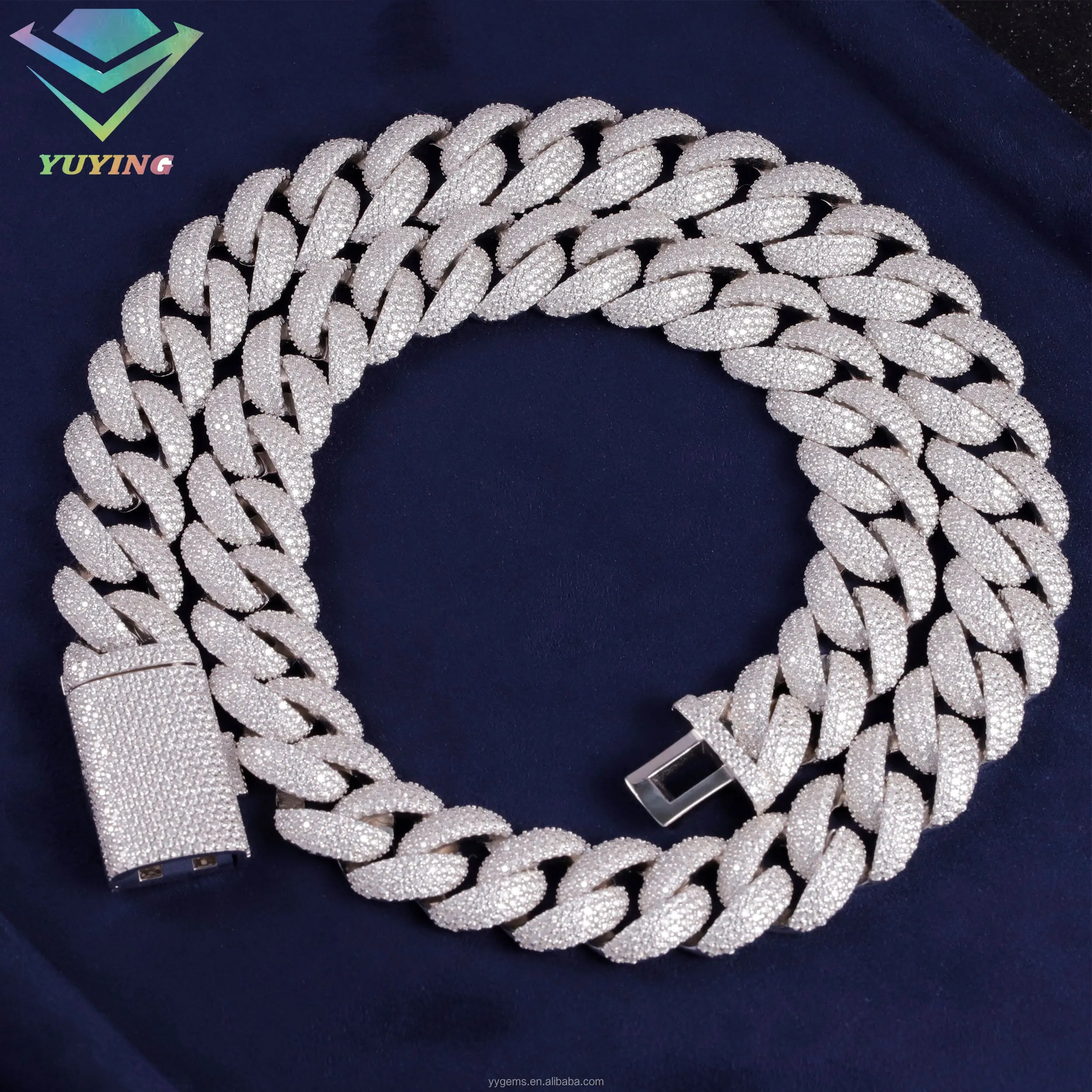 Custom Moissanite Heavy Silver Chain for Men 13mm-22mm  S925 Solid Rose Gold Plated Diamond VVS Moissanite Cuban Chain