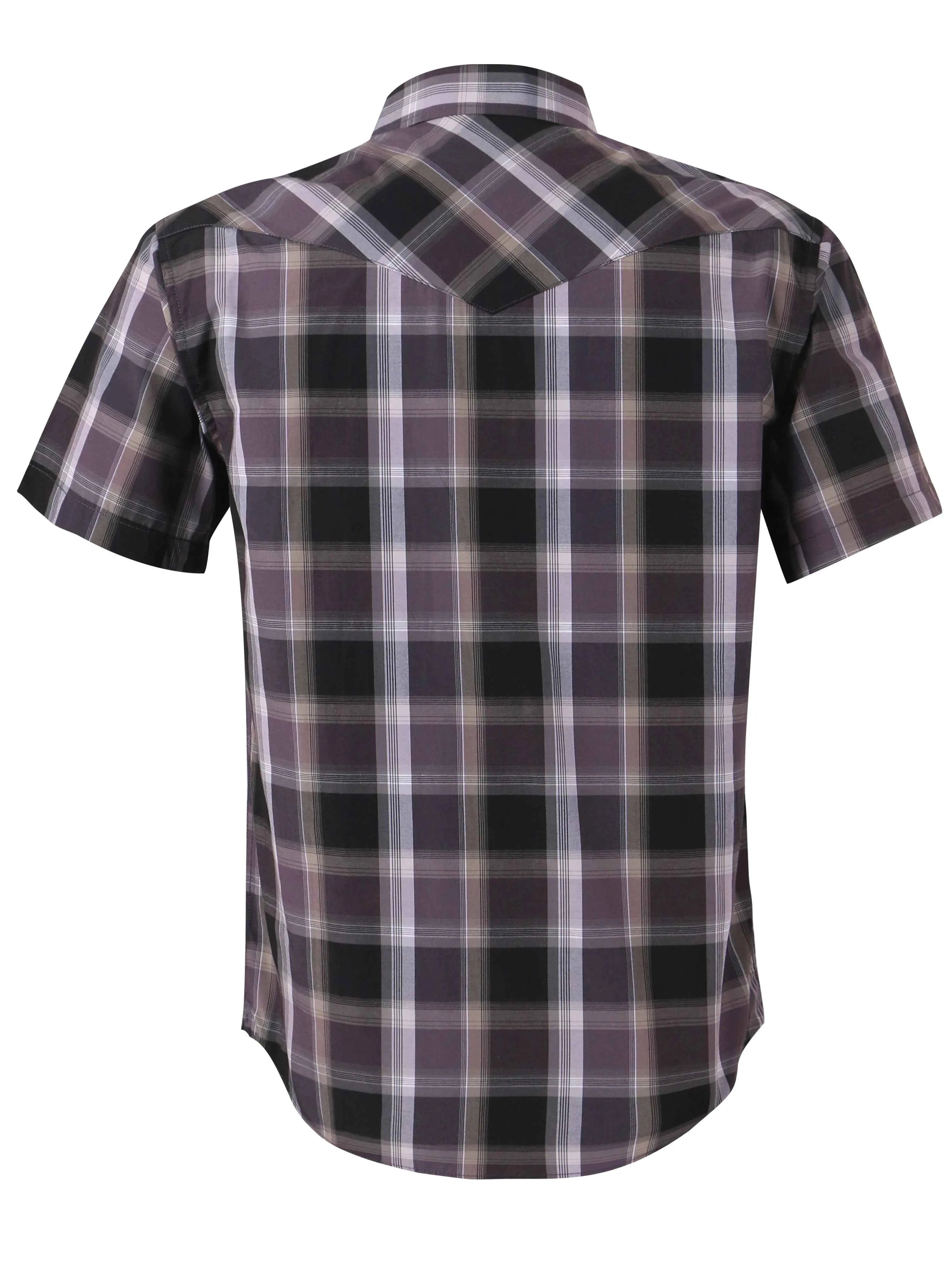 Men's Western Pearl Snap Button up Casual Cowboy Short Sleeve Two Pockets Work Plaid Shirts