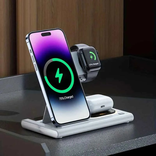 15W 3 in 1 Foldable Wireless Charger Charging Station for iPhone 15 14 13 12 11 Xr XS Max Pro Max Plus IWatch Air Pods