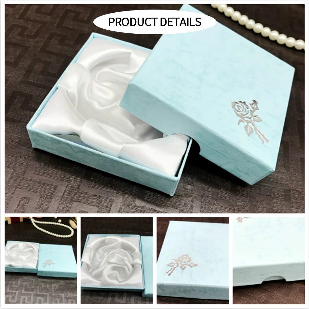 Square Rose Printed Jewelry Packaging Box Bracelet Necklace Storage Case Cardboard Gift Box Jewelry Organizer Case
