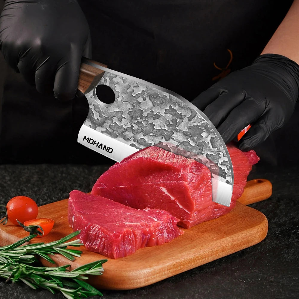 Manual Forging Slaughter Pig Cattle Sheep Boning Knife Stainless Steel Hunting Knife Wood Handle Butcher Knife