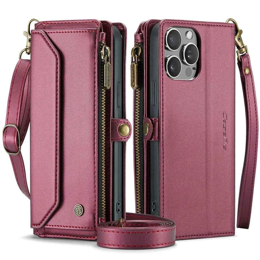 CaseMe Wireless Charge RFID Mobile Phone Cases for iPhone 16 Pro Max 15 14 13 12 11 7 8 Case Zipper Case for Iphones 15 Pro Max