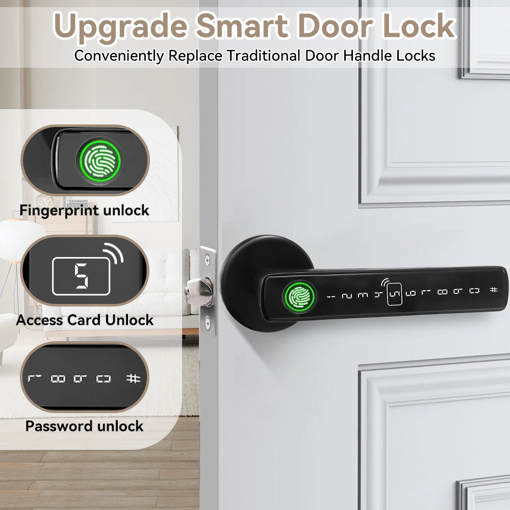 NF Card Fingerprint Unlock Locks Tools Security Key Cutting Machine armor Plate APP Unlocking Door Smart Handle Lock Indoor