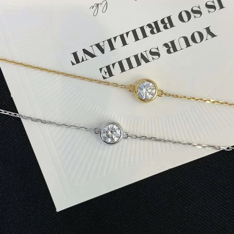 RUYI Stylish Minimalist Design 0.5ct 18K One-Piece Single Diamond Bracelet Heart Number Shape Cute Pearl Embellishment Girls