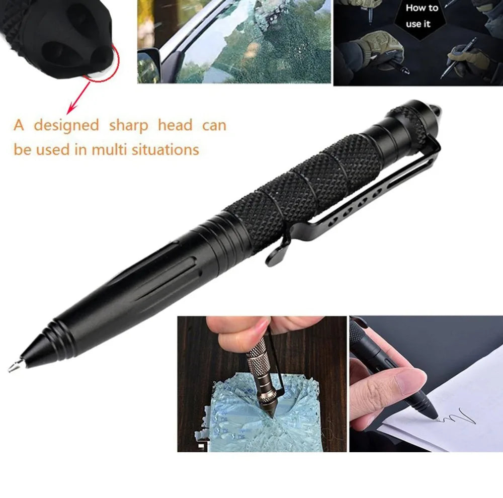2 PCS Defence Tactical Pen Aviation Aluminum Anti-skid Military Tactical Pen Glass Breaker Pens Selfe Defence EDC Outdoor Tools