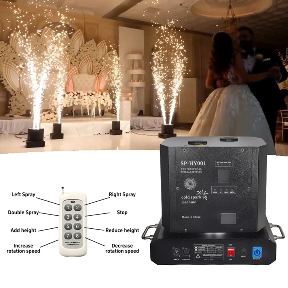 SP Spin Spark Machine Dual Head Rotating Cold Spark Machine Spiral Cold Spark Fireworks Machine for Wedding Party