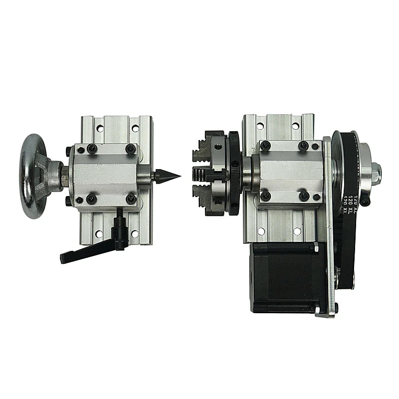 DIY CNC 4th Axis Rotary a Axis and Tailstock 65MM Center Height Cast Iron 4 Jaw Chuck for DIY CNC Router Wood Milling Machine
