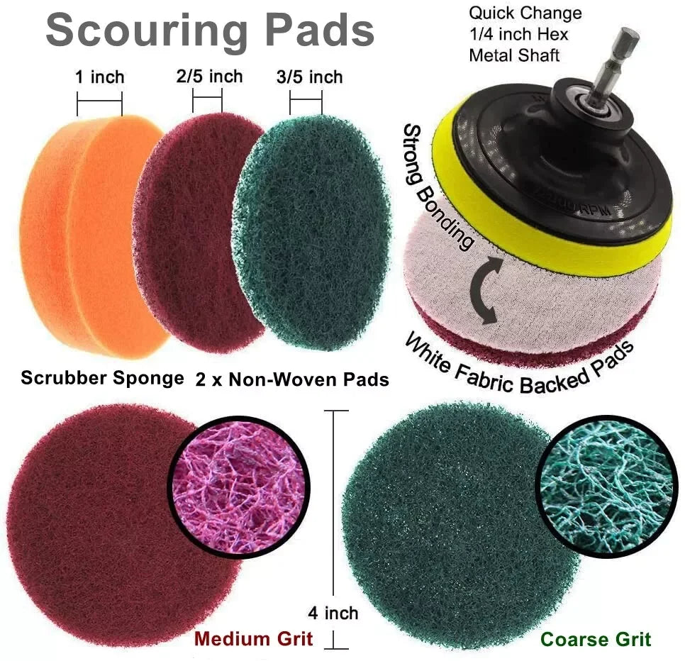 US Local Stock Ships in 24H Free Shipping USA 14x Electric Drill Brush Attachment Set All Purpose Cleaning Kit Power Scrubber