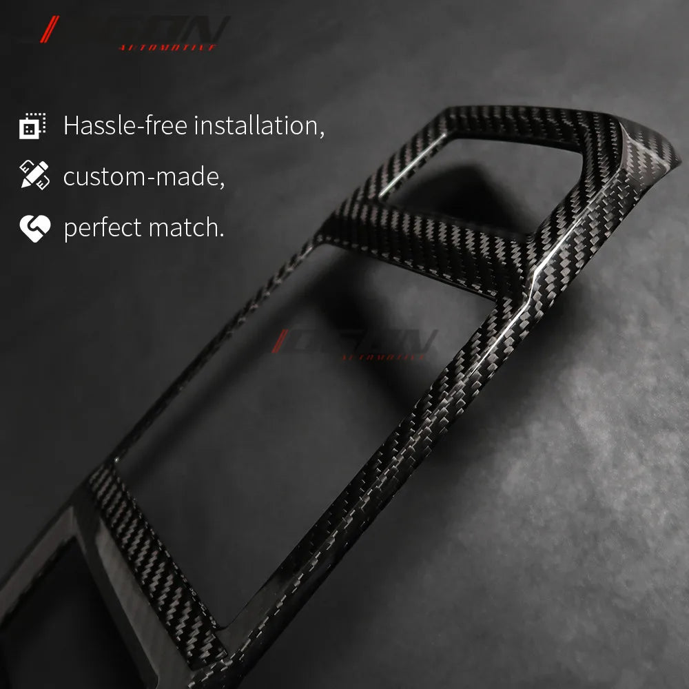 Car Accessories Real Carbon Fiber Style Plated Armrest Box Rear Air Vent Frame Trim Cover for Ford F150 F-150 Raptor 2015-2020