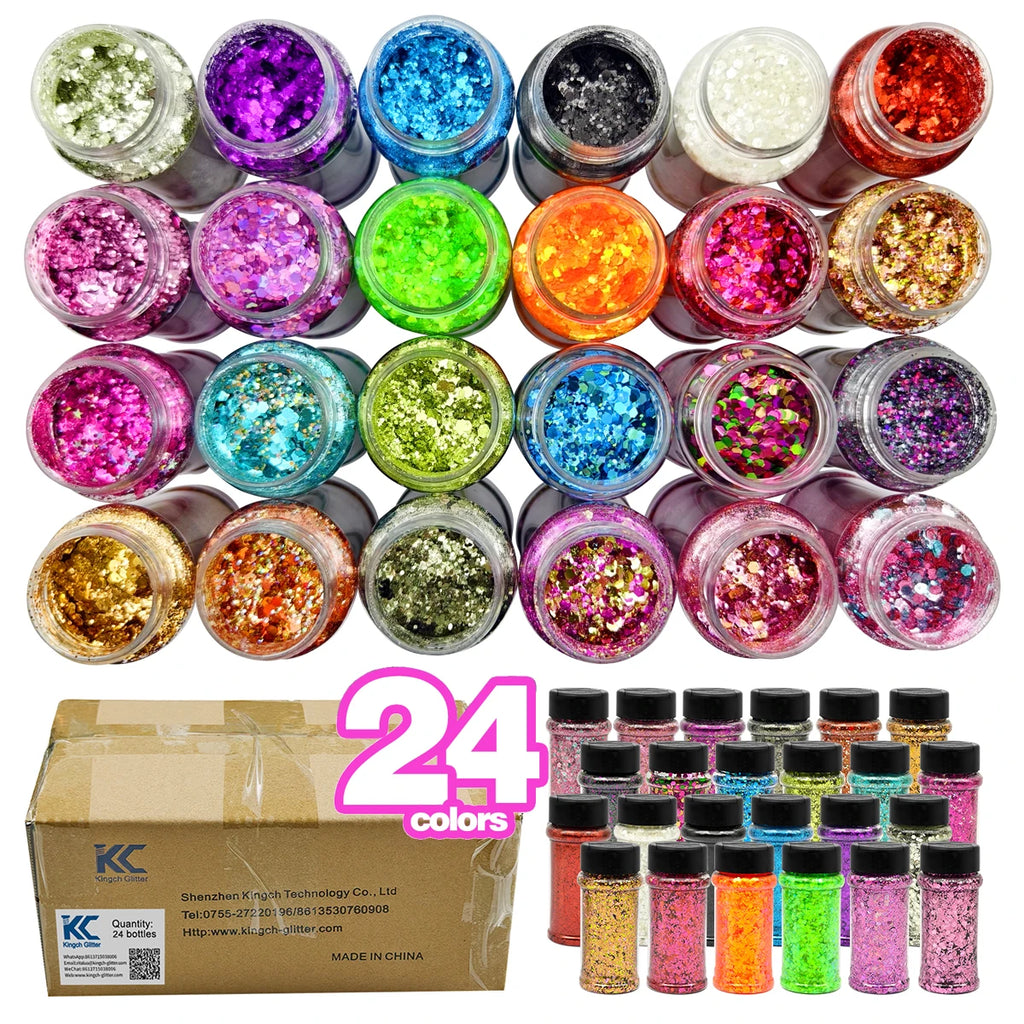 US Warehouse High Bright Glitter Set Free Shipping High Quality Polyester Hexagon Glitter Powder for Resin Crafts Nail