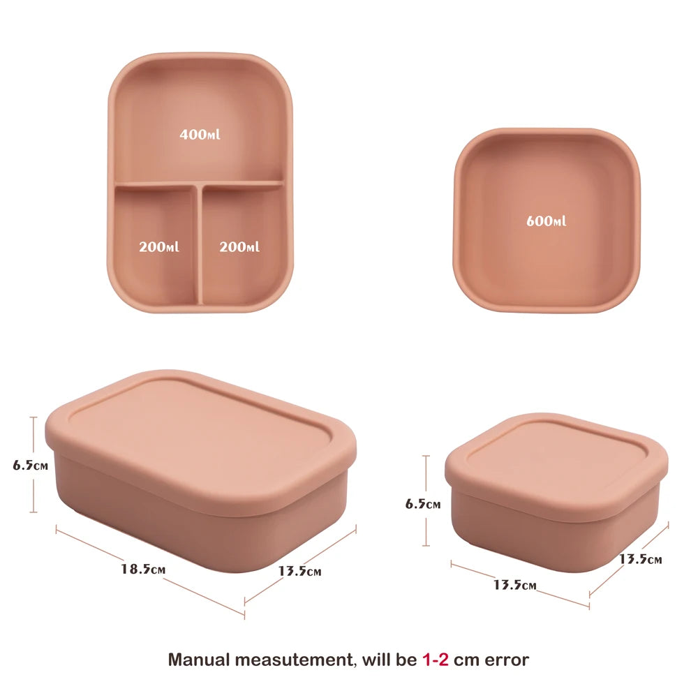 Baby Silicone Feeding Bwol Dishes Plate Children's Tableware Microwave Heating Fresh-Keeping Leakproof Lunch Box Baby Stuff