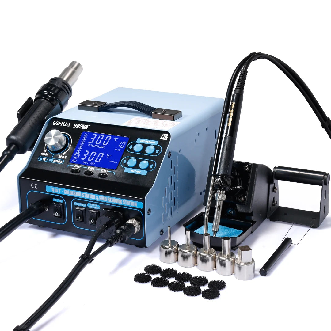 YIHUA 992DA+ Hot air Desoldering Station Heat Gun Soldering Iron Smoke Absorb BGA SMD Soldering Rework Station