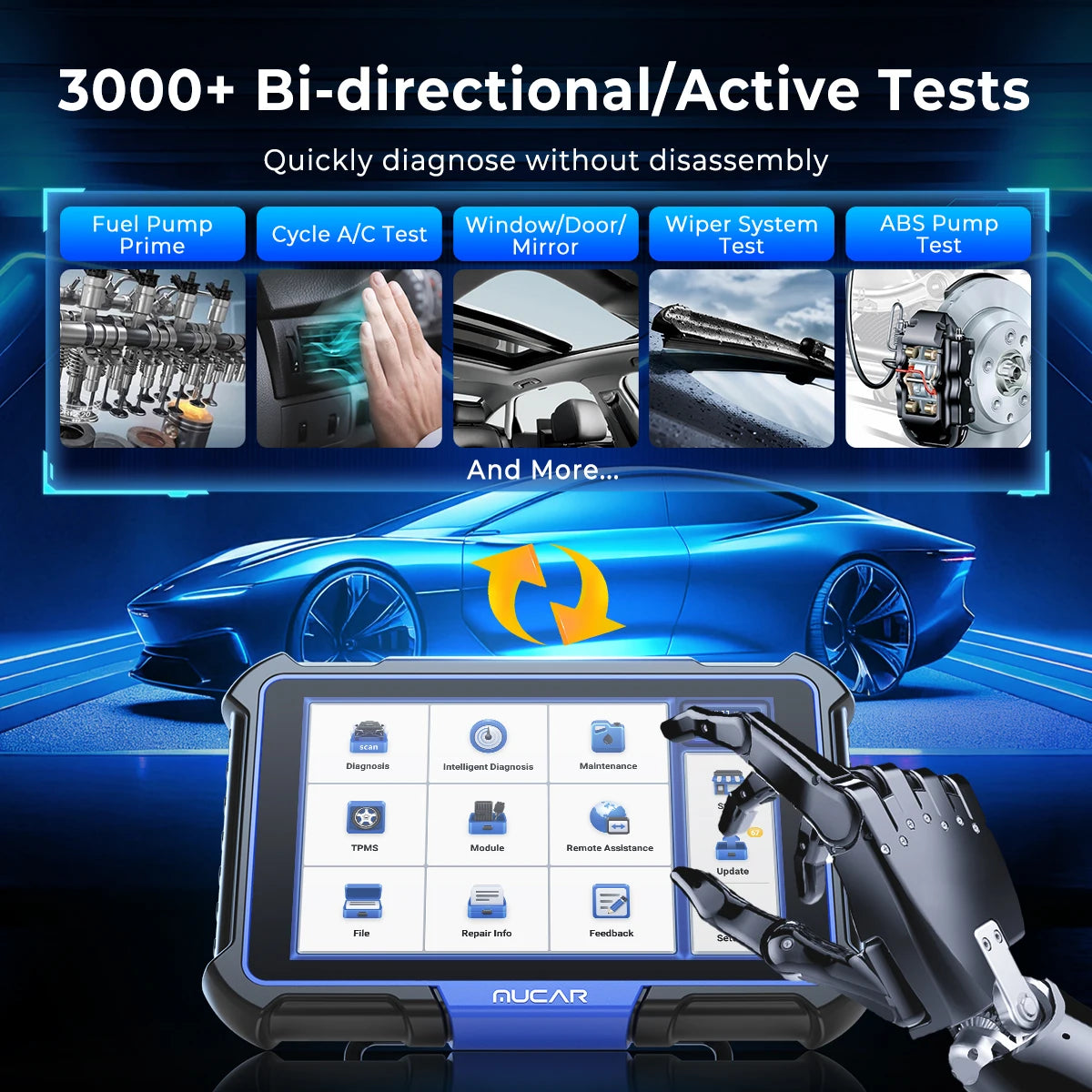 MUCAR VO8 Professional Full System OBD2 Scanner ECU Coding Bidirectional Test Lifetime Free Update Diagnostic Tools for All Car
