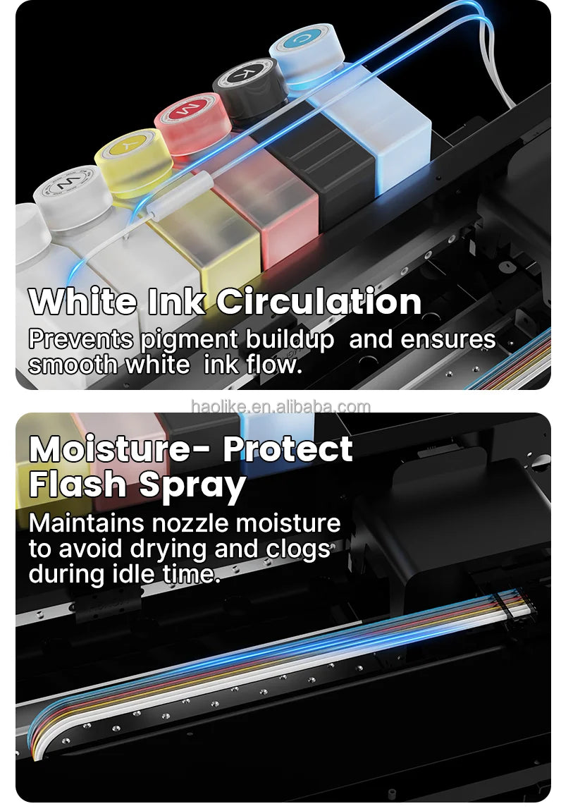 New Haolic A3 30cm DTF T-Shirt Printer with XP600 Head Automatic Roll-to-Roll  Film Transfer Pink Dtf Printer for Small Business