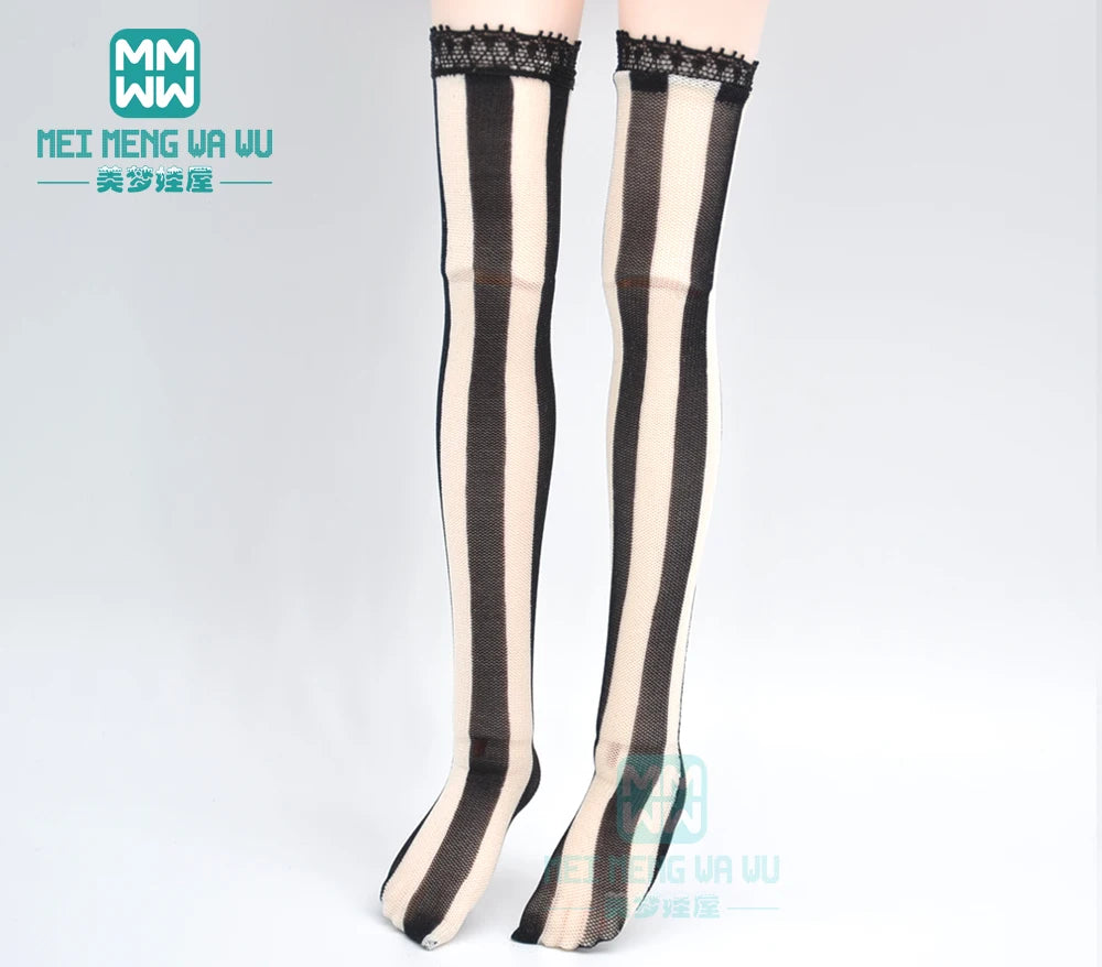 BJD Accessories for 1/3 BJD SD DD Doll Fashion Striped Socks, Reticulated Stockings, Lace Stockings