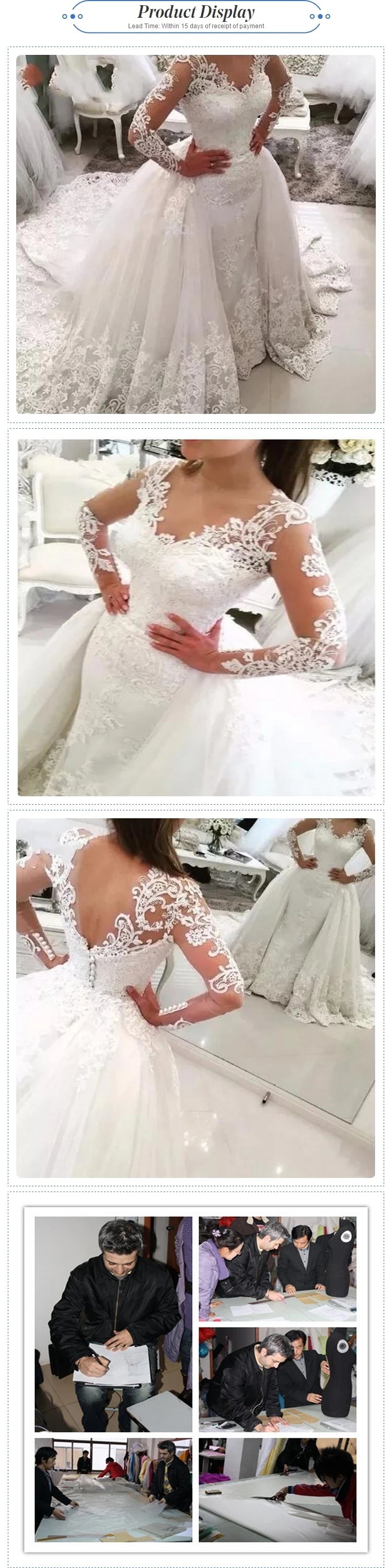 Robe De Mariage Luxury Mermaid Lace Wedding Dress with Detachable Train Removable Skirt Lace Wedding Gown 2022 Vestido De Noiva