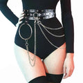 Female Leather Skirt Belts Punk Gothic Rock Harness Waist Metal Chain Body Bondage Hollow Belt Accessories For Lady