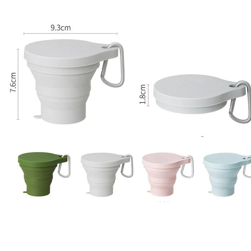 180ML Folding Cup Mini Retractable Cup Silicone Portable Teacup Outdoor Travel Coffee Telescopic Drinking Mug with Lid