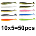 50pcs Soft Lure Silicone Bait Shad Wobbler Fishing lure Sea Worm Swimbait Streamer Silicone Lure spinnerbait Fishing accessories