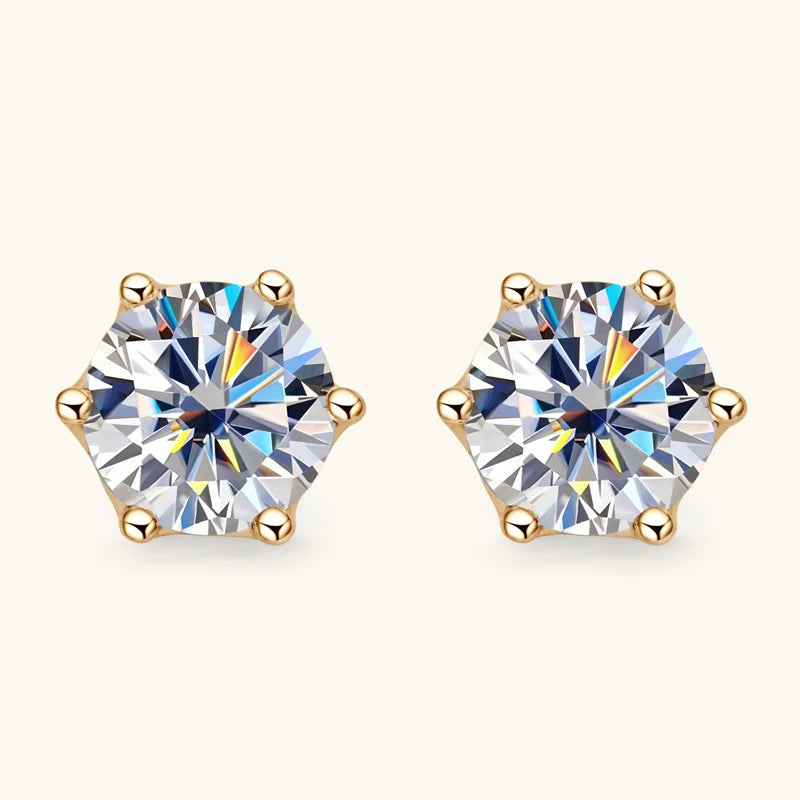 Free Shipping 10K Solid Gold Round Cut Moissanite Stud Earrings Screw Back Earrings Moissanite Earrings Gift with Certificate