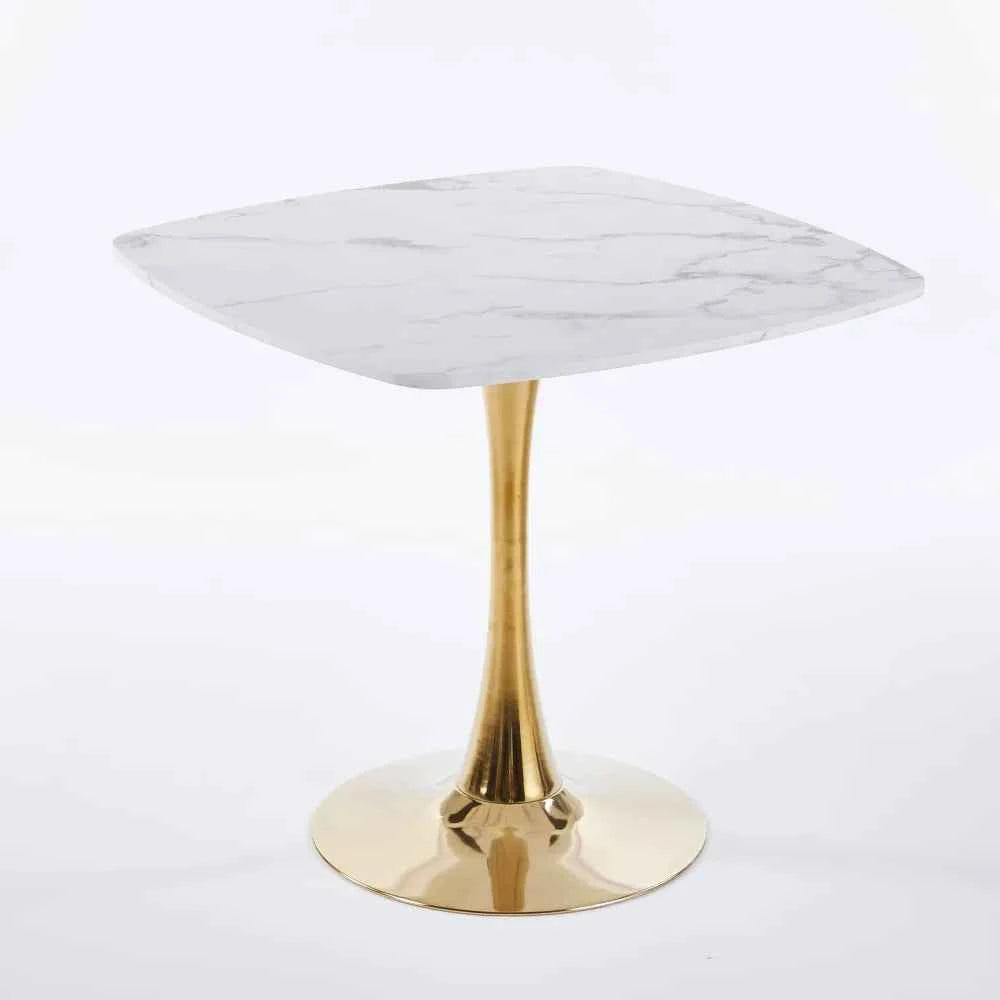 Square Dining Table Marble Top Golden Metal Frame Modern Design Home Furniture 2-4 Persons Small Space Apartment