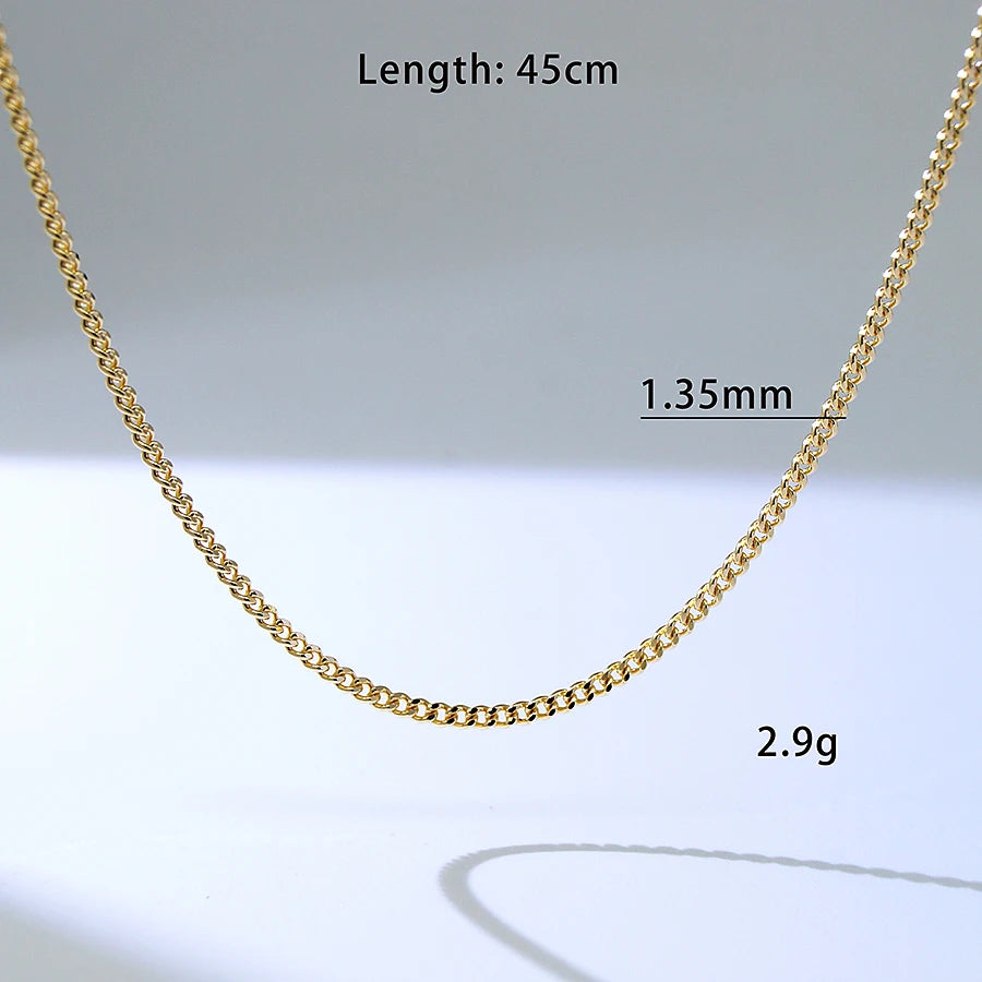 1.35mm Curb Miami Cuban Link Jewel Solid Wholesale Gold Jewelry Wholesale Delicate Gold Chain 14k Necklace