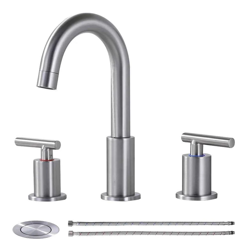 Brushed Gold Bathroom Vanity Water Faucet with 360 Degree Swivel Spout Bathroom Sink Faucet 3 Hole 2 Handle Gold Sink Faucet